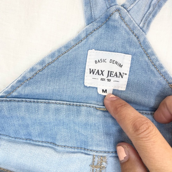 Wax Jeans Women's Juniors Ankle Length Skinny Leg Denim Overalls - Picture 11 of 15